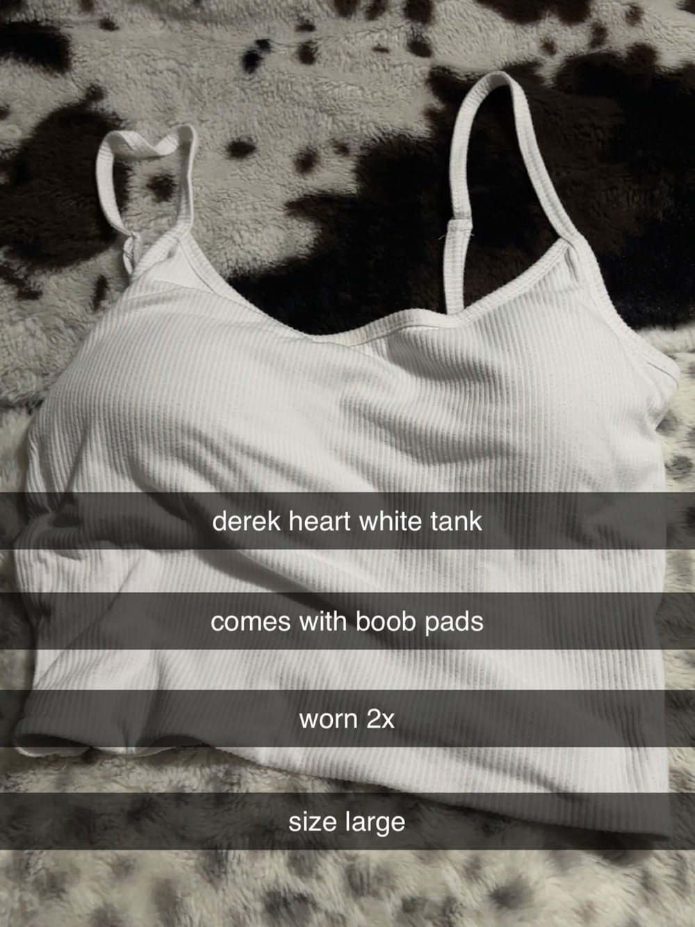 Derek Heart White Ribbed Tank Top
